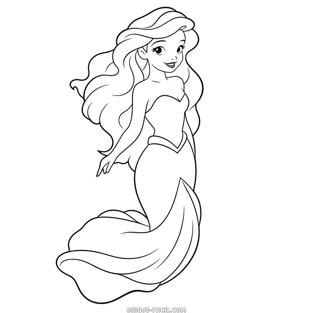 Dibujo fácil de ariel la sirenita