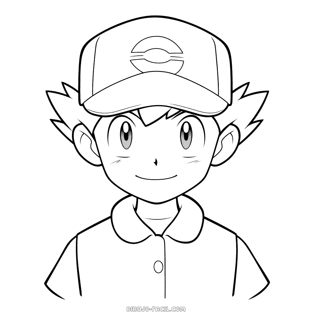 Dibujo fácil de ash ketchum pokemon
