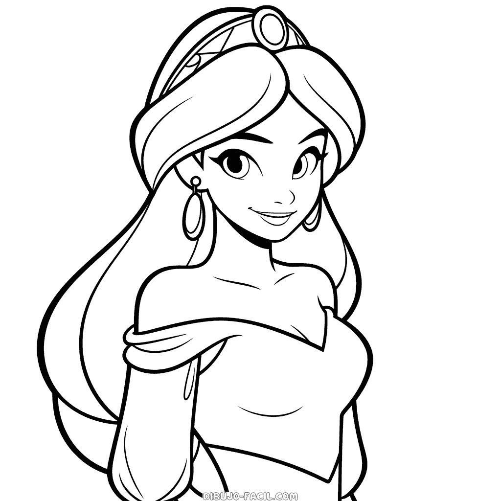 Dibujo fácil de jasmine aladdin