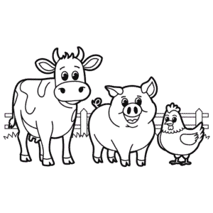 Dibujo fácil de Amigos de los animales de granja