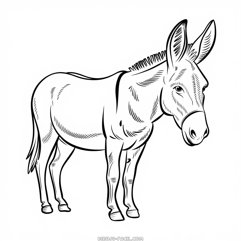 Dibujo fácil de Burro Realista