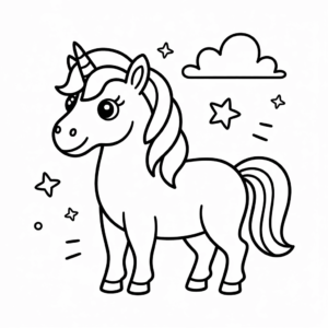 Dibujo fácil de Dibujos Animados de Unicornio