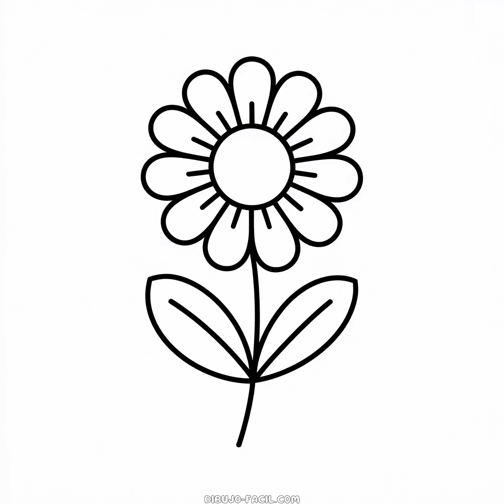 Dibujo fácil de Flor Básica