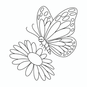Dibujo fácil de Mariposa y flor