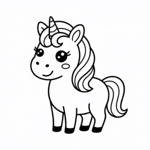 Dibujo fácil de Unicornio Negro y Blanco