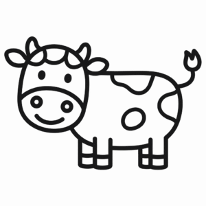 Dibujo fácil de Vaca en blanco y negro
