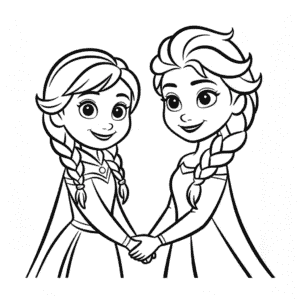 Dibujo Fácil de Anna y Elsa Juntas