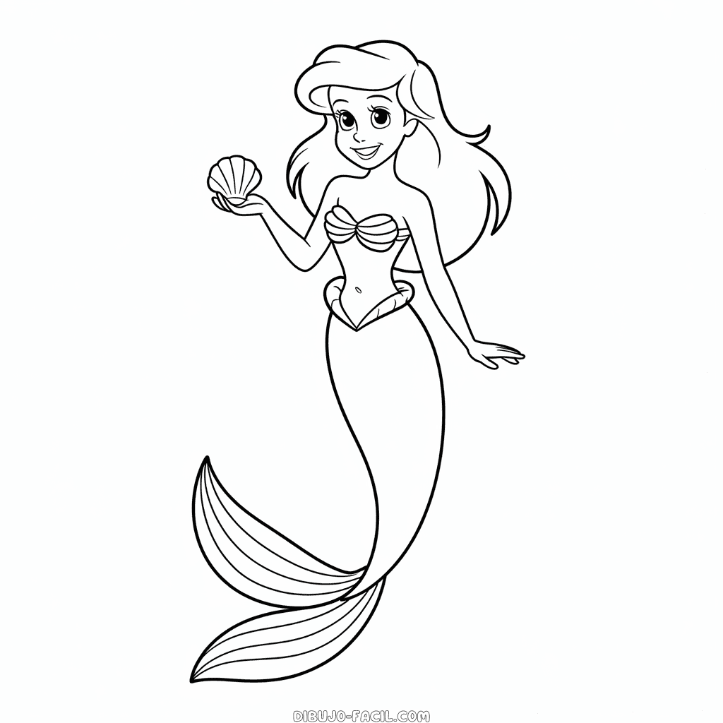 Dibujo Fácil de Ariel Princesa Disney