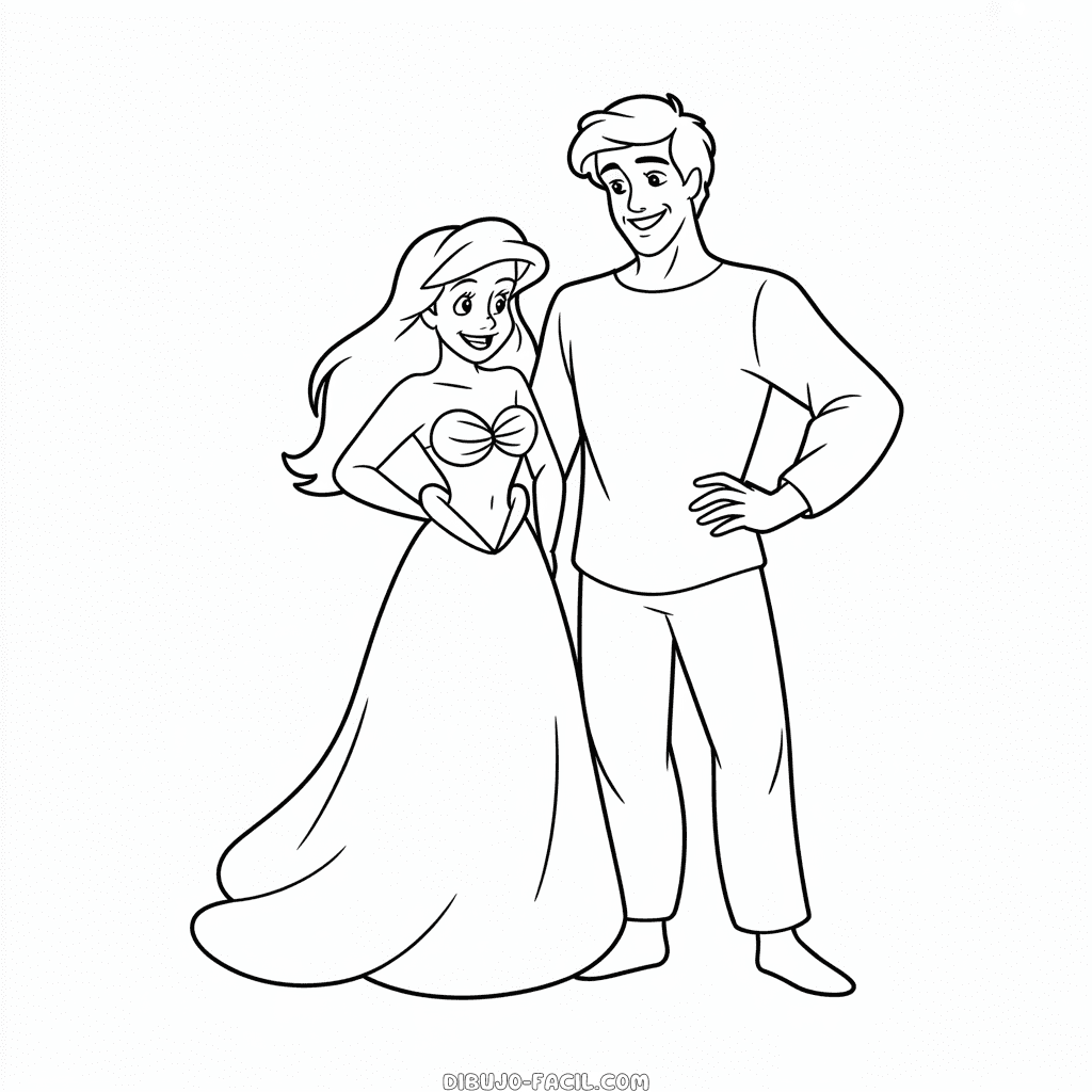 Dibujo Fácil de Ariel y Eric