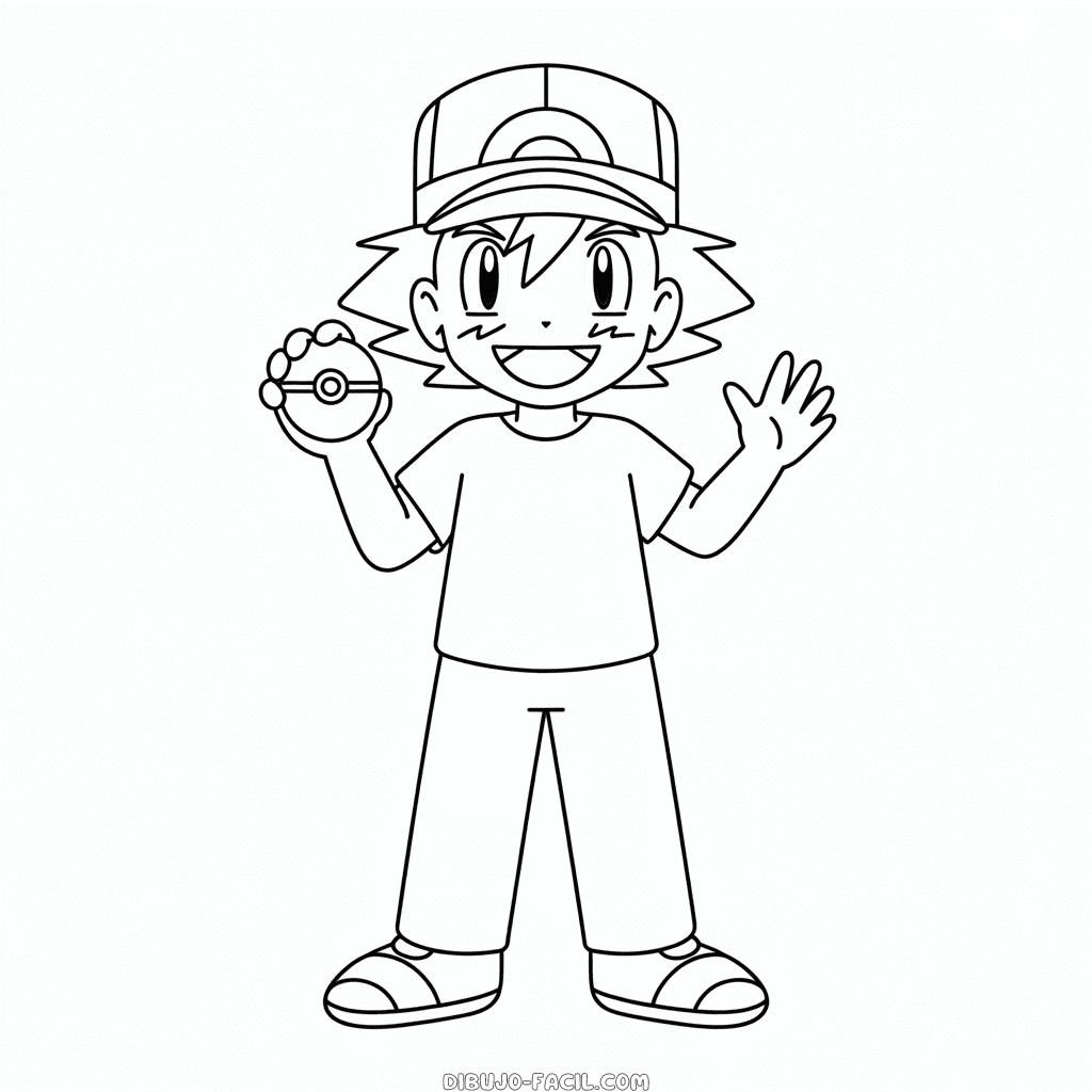 Dibujo Fácil de Ash Ketchum Pokémon