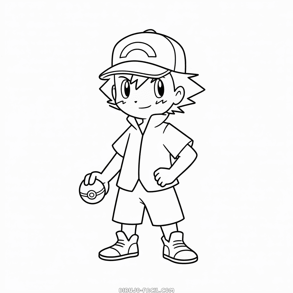 Dibujo Fácil de Ash, Maestro Pokémon