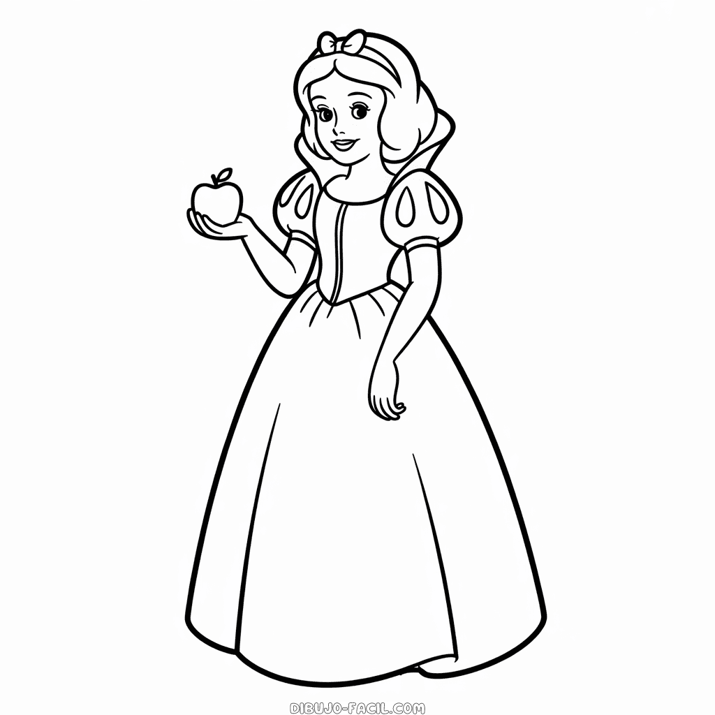 Dibujo Fácil de Blancanieves y Manzana
