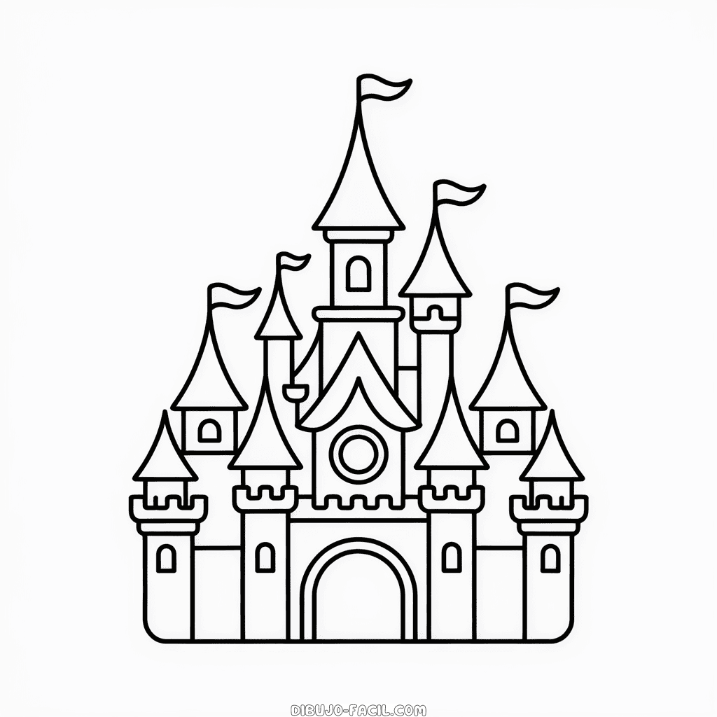 Dibujo Fácil de Castillo de las Princesas de Disney