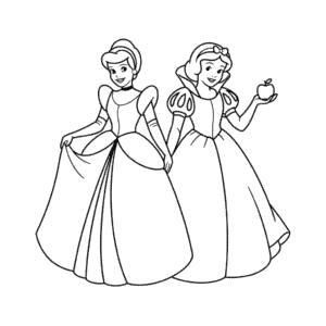 Dibujo Fácil de Cenicienta y Blancanieves