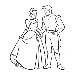 Dibujo Fácil de Cenicienta y el Príncipe Encantador