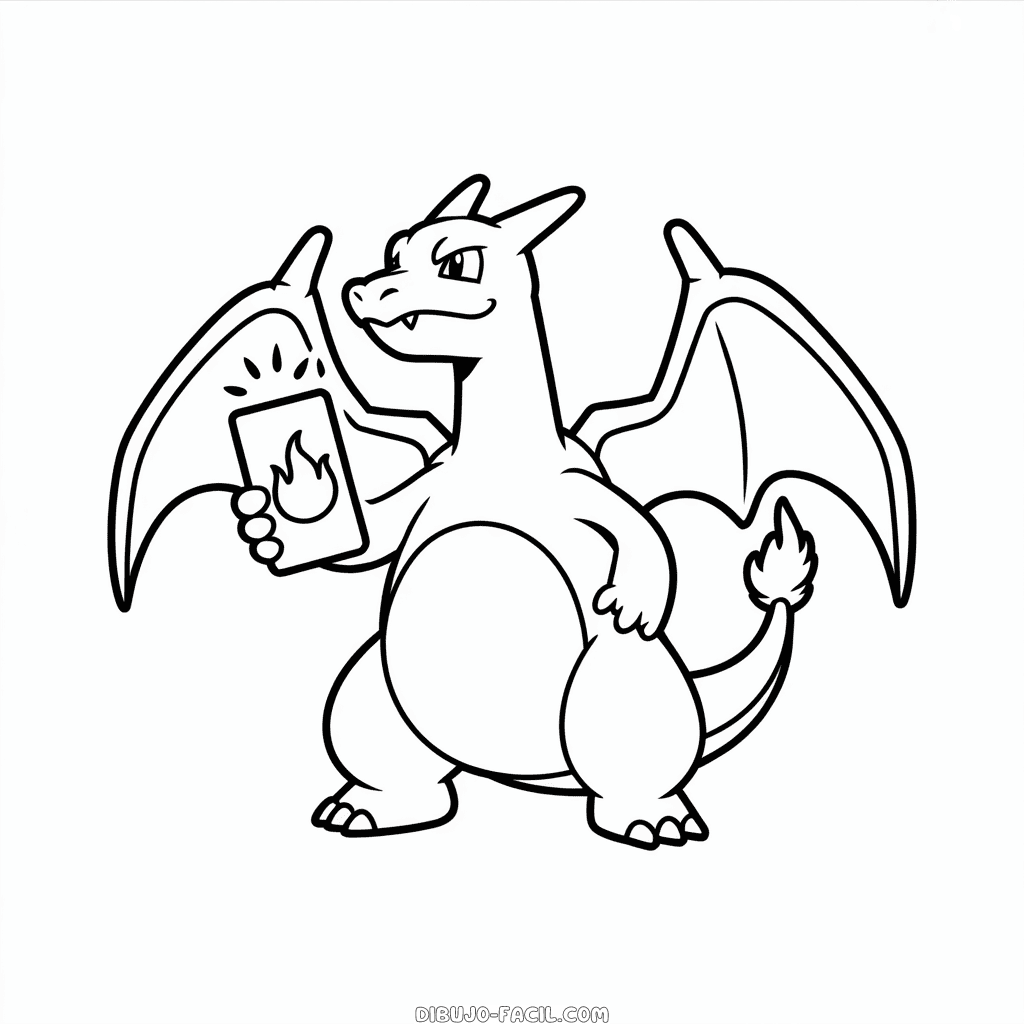 Dibujo Fácil de Charizard jugando Cartas Pokémon