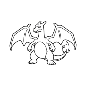 Dibujo Fácil de Charizard Negro y Blanco