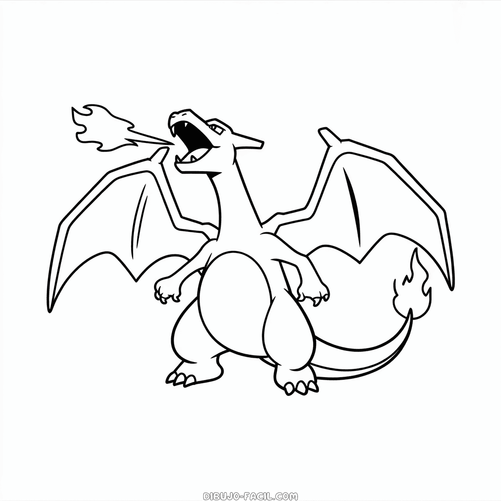 Dibujo Fácil de Charizard Soplando Fuego