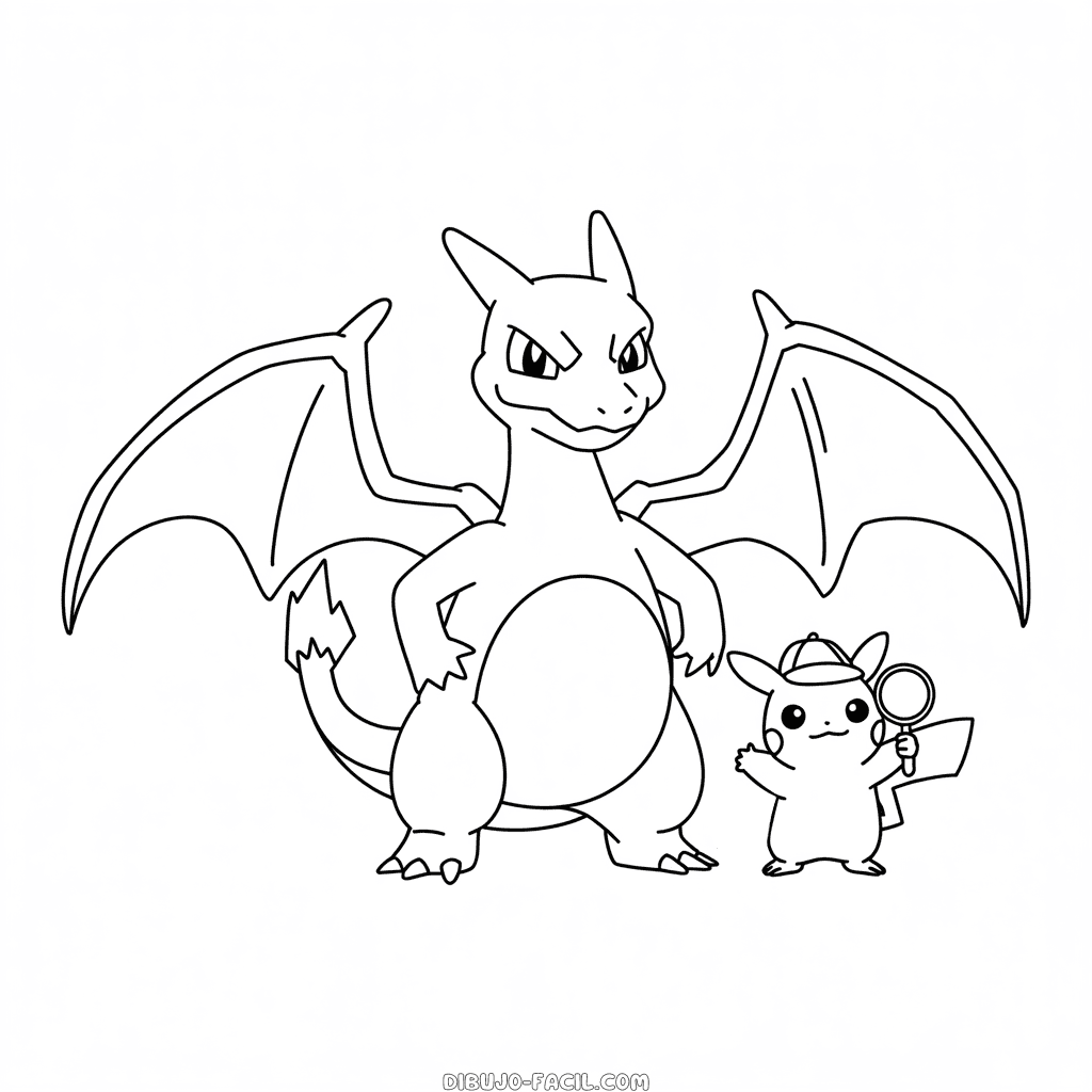 Dibujo Fácil de Charizard y Detective Pikachu