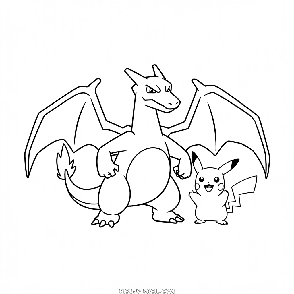 Dibujo Fácil de Charizard y Pikachu