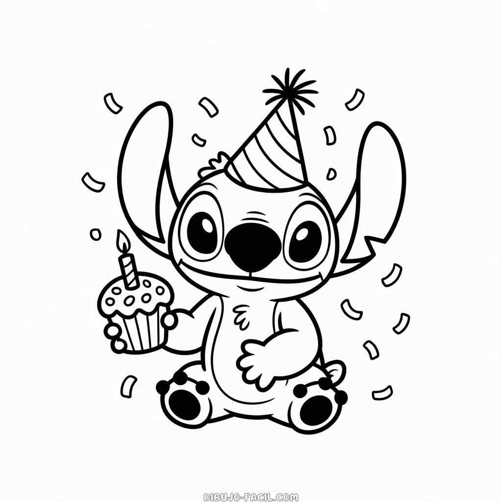 Dibujo Fácil de Cumpleaños de Stitch