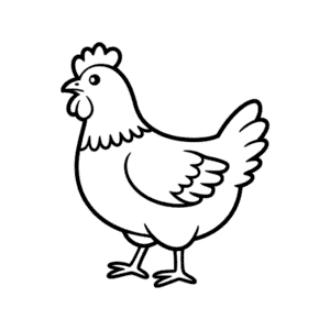 Dibujo Fácil de Gallina en Blanco y Negro