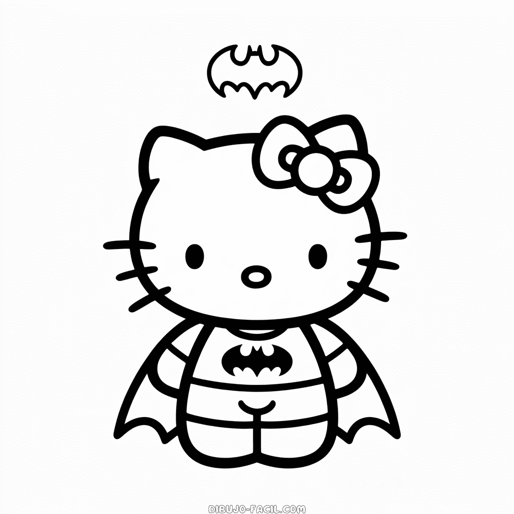 Dibujo Fácil de Hello Kitty Batman