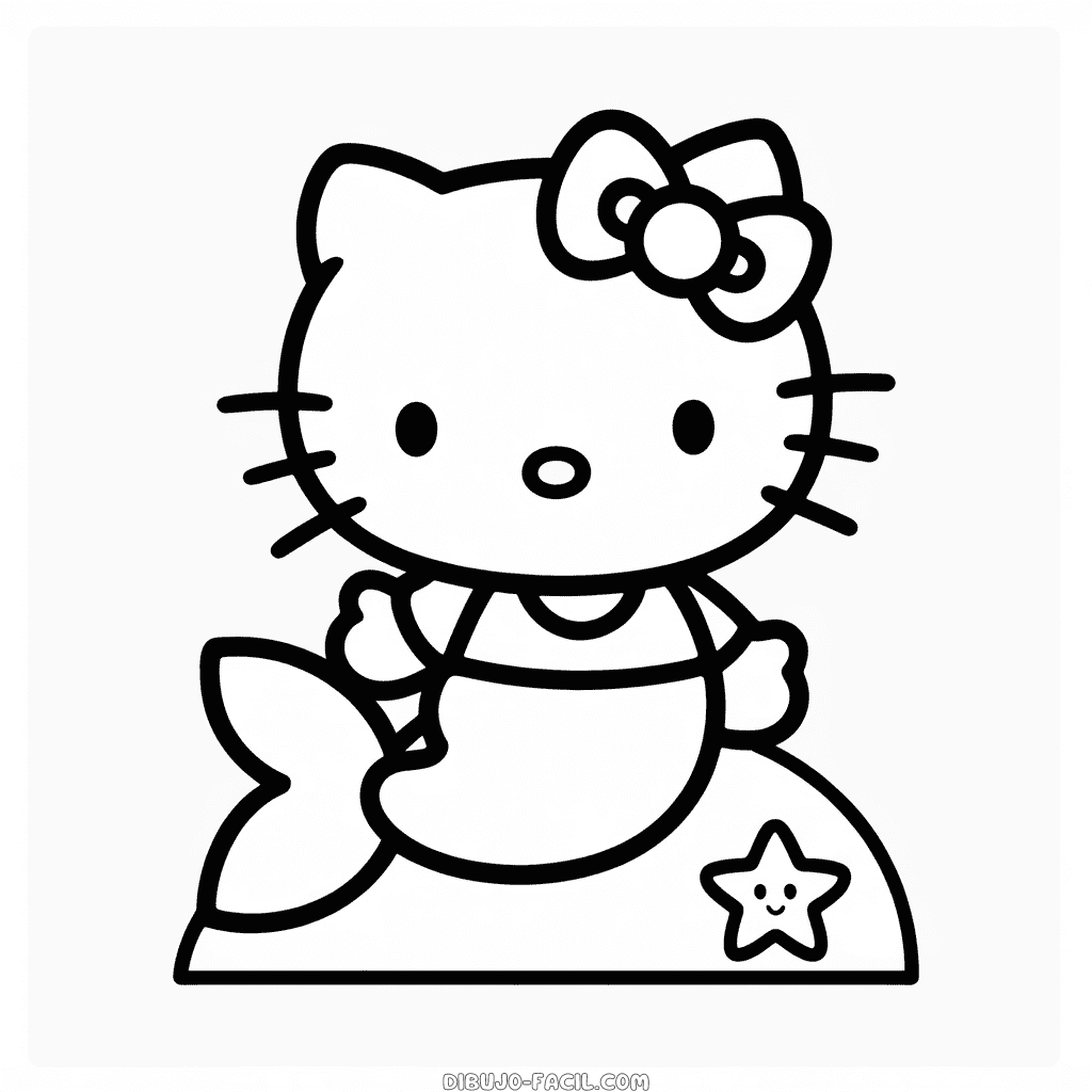 Dibujo Fácil de Hello Kitty Sirena