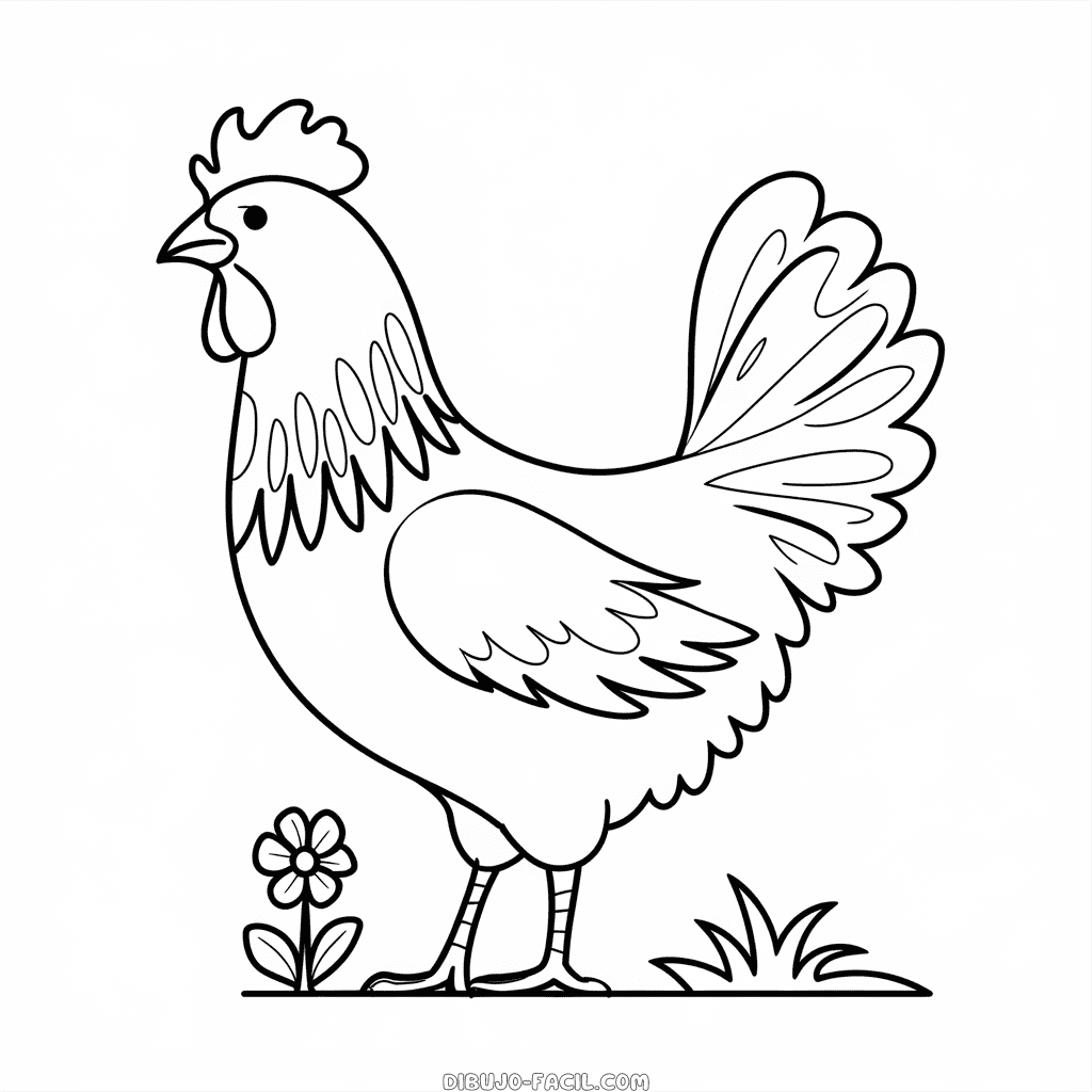 Dibujo Fácil de Hermosa Gallina