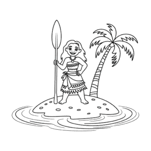 Dibujo Fácil de Moana en la Isla