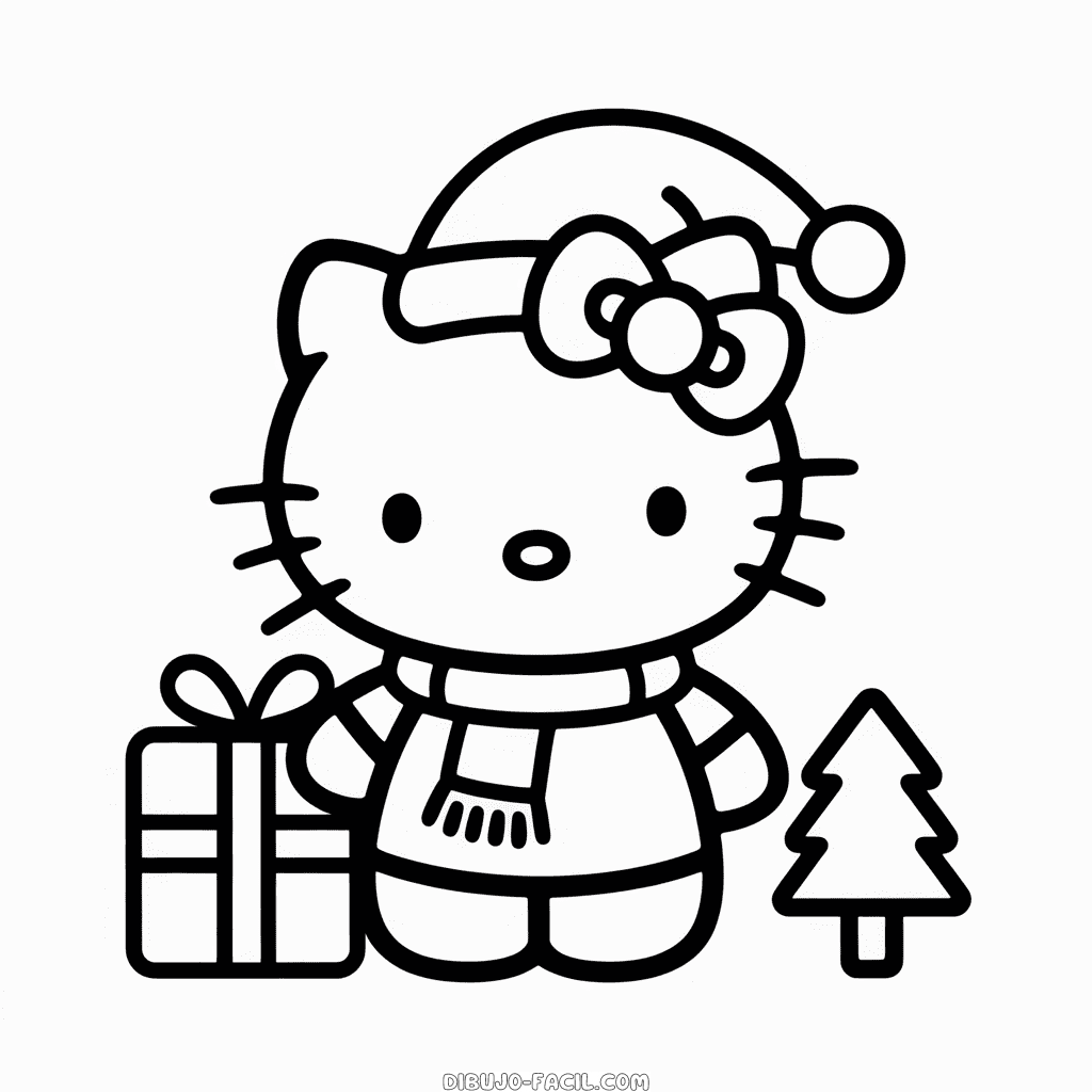 Dibujo Fácil de Navidad de Hello Kitty