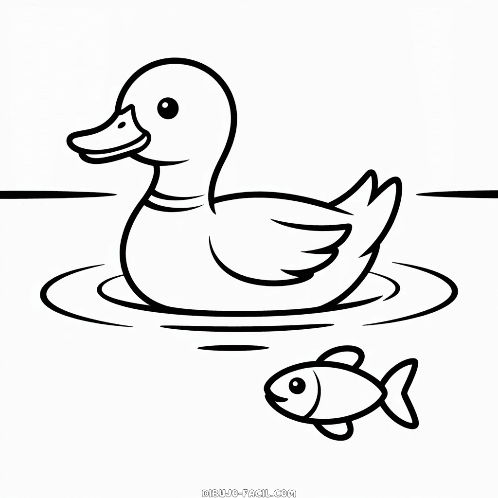 Dibujo Fácil de Pato en el agua