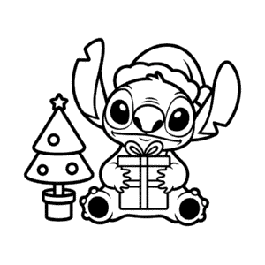 Dibujo Fácil de Regalo de Navidad de Stitch