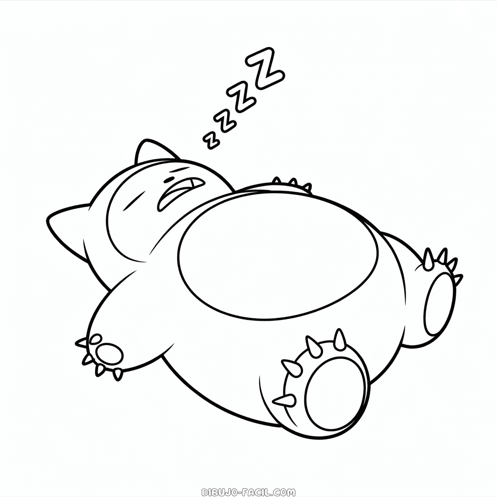 Dibujo Fácil de Snorlax Durmiendo