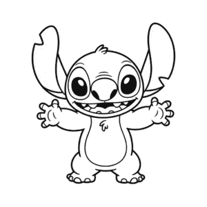 Dibujo Fácil de Stitch en Blanco y Negro