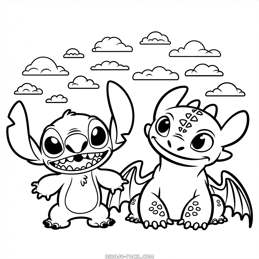 Dibujo Fácil de Stitch y Desdentao