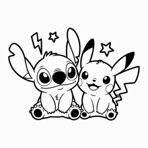 Dibujo Fácil de Stitch y Pikachu