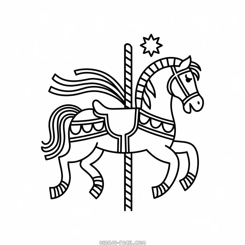 Dibujo Fácil de Caballo de carrusel