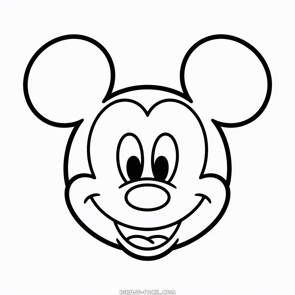 Dibujo Fácil de Cabeza de Mickey Mouse