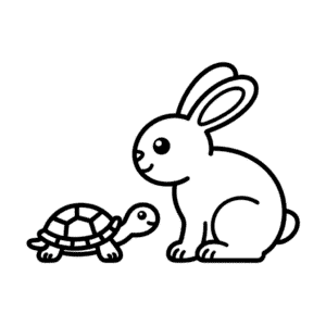 Dibujo Fácil de Conejo con Tortuga
