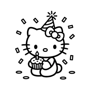 Dibujo Fácil de Cumpleaños de Hello Kitty