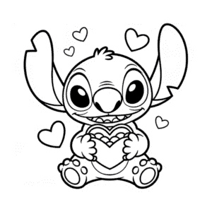 Dibujo Fácil de Día de San Valentín de Stitch