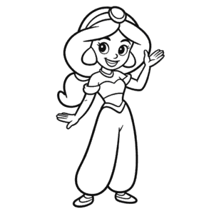 Dibujo Fácil de Dibujos Animados de la Princesa Jasmín