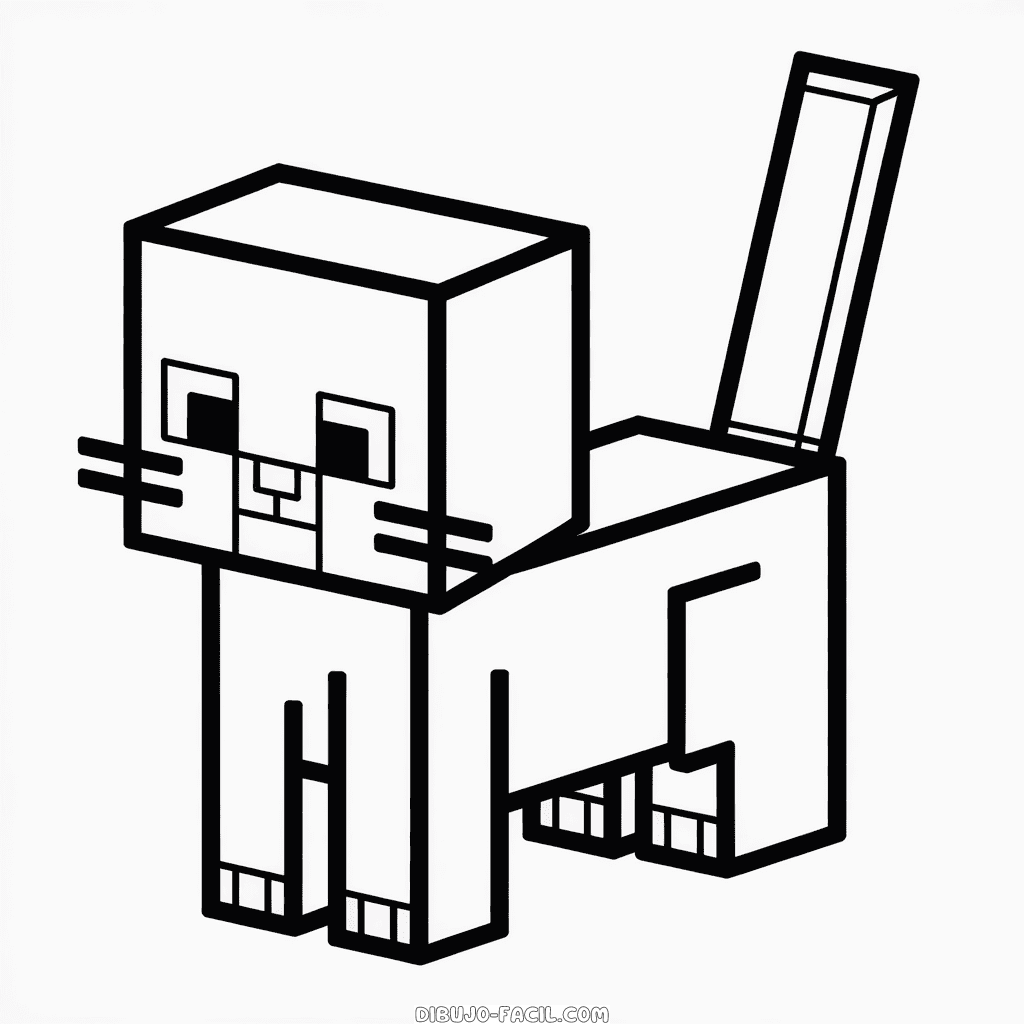 Dibujo Fácil de Gato de Minecraft