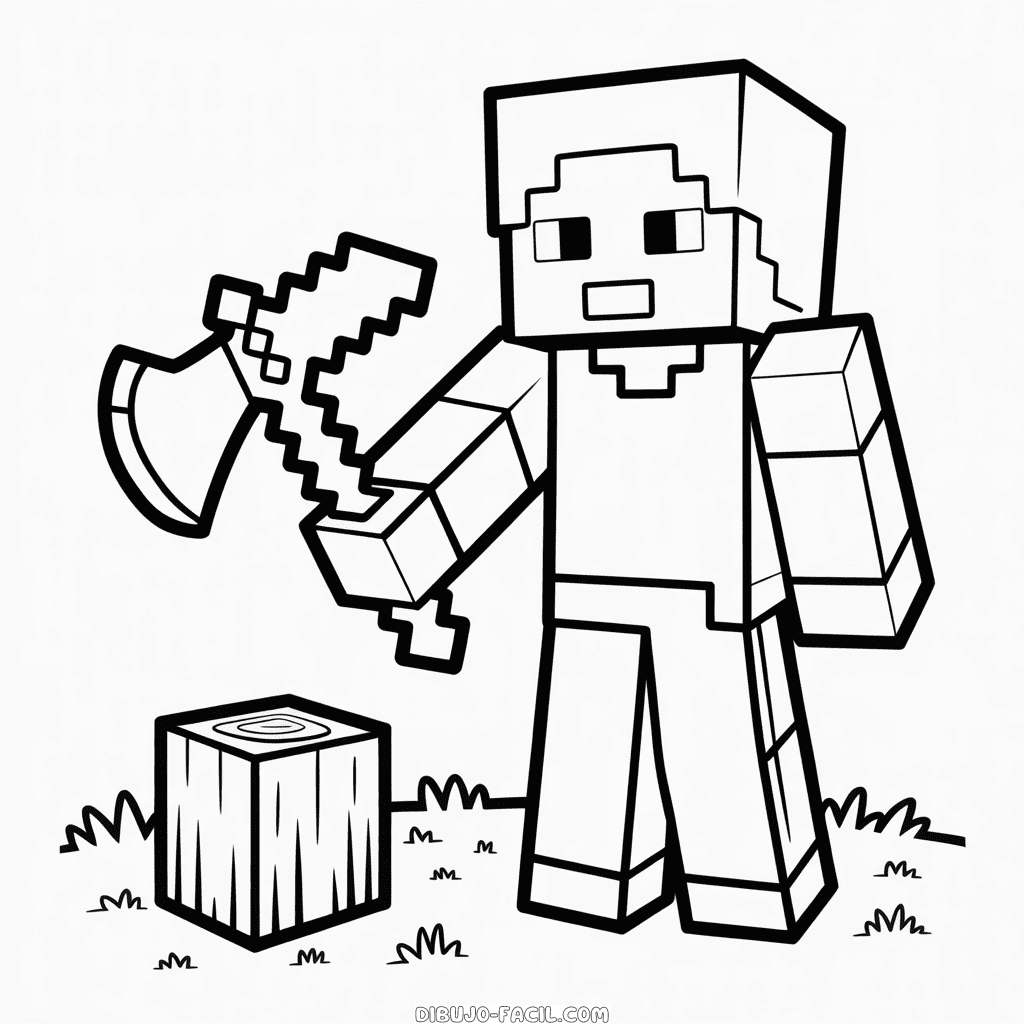Dibujo Fácil de Hacha de Minecraft