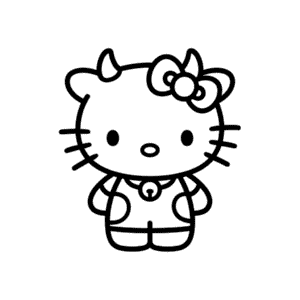 Dibujo Fácil de Hello Kitty en Disfraz de Vaca