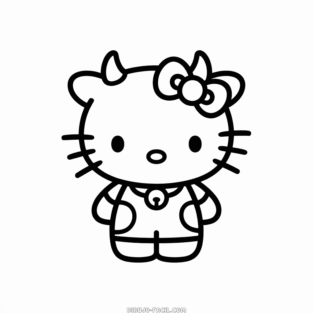 Dibujo Fácil de Hello Kitty en Disfraz de Vaca
