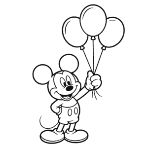 Dibujo Fácil de Mickey Mouse Sosteniendo Globos