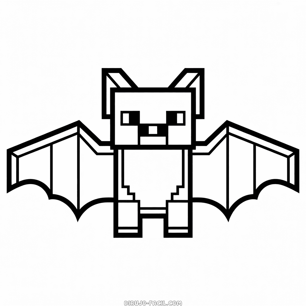 Dibujo Fácil de Murciélago de Minecraft