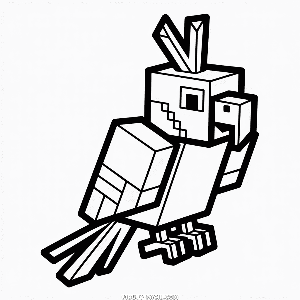 Dibujo Fácil de Pájaro de Minecraft